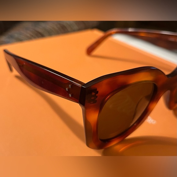 Celine Oversized Round Tortoise Shell Sunglasses CL4005 IN Blonde Orange Brown - Picture 6 of 14